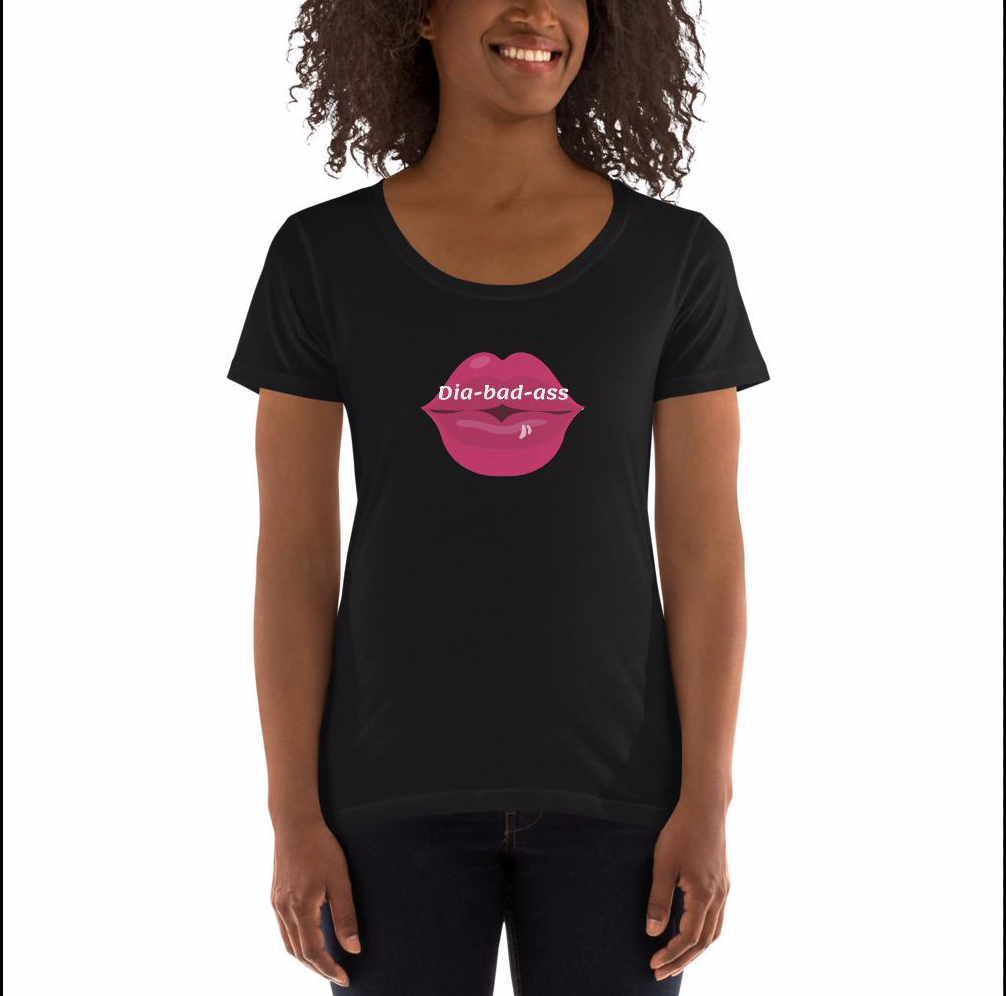 Dia-bad-ass T1D Ladies' Scoopneck T-Shirt - ThisDiabetic.com