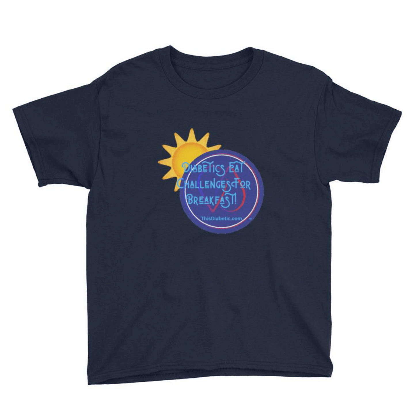 Diabetics Eat Challenges for Breakfast Youth XS/S/M/L/XL 6-18 yrs old Sleeve T-Shirt - ThisDiabetic.com