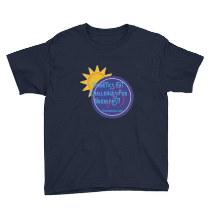 Diabetics Eat Challenges for Breakfast Youth XS/S/M/L/XL 6-18 yrs old Sleeve T-Shirt