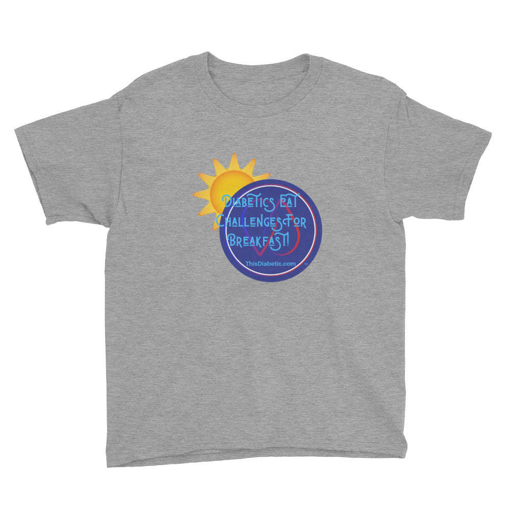 Diabetics Eat Challenges for Breakfast Youth XS/S/M/L/XL 6-18 yrs old Sleeve T-Shirt - ThisDiabetic.com
