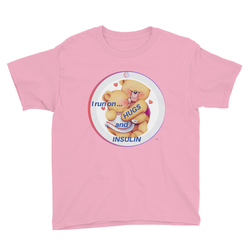 I run on Hugs and insulin S/S S/M/L/XL (6yrs-18yrs ) T-Shirt - ThisDiabetic.com