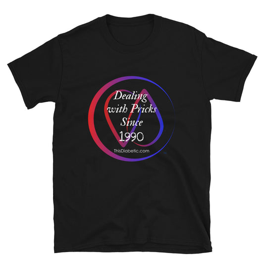 CUSTOMIZABLE: Dealing With Pricks since... YOUR DIAVERSARY! Adult Short Sleeve T-shirt - ThisDiabetic.com