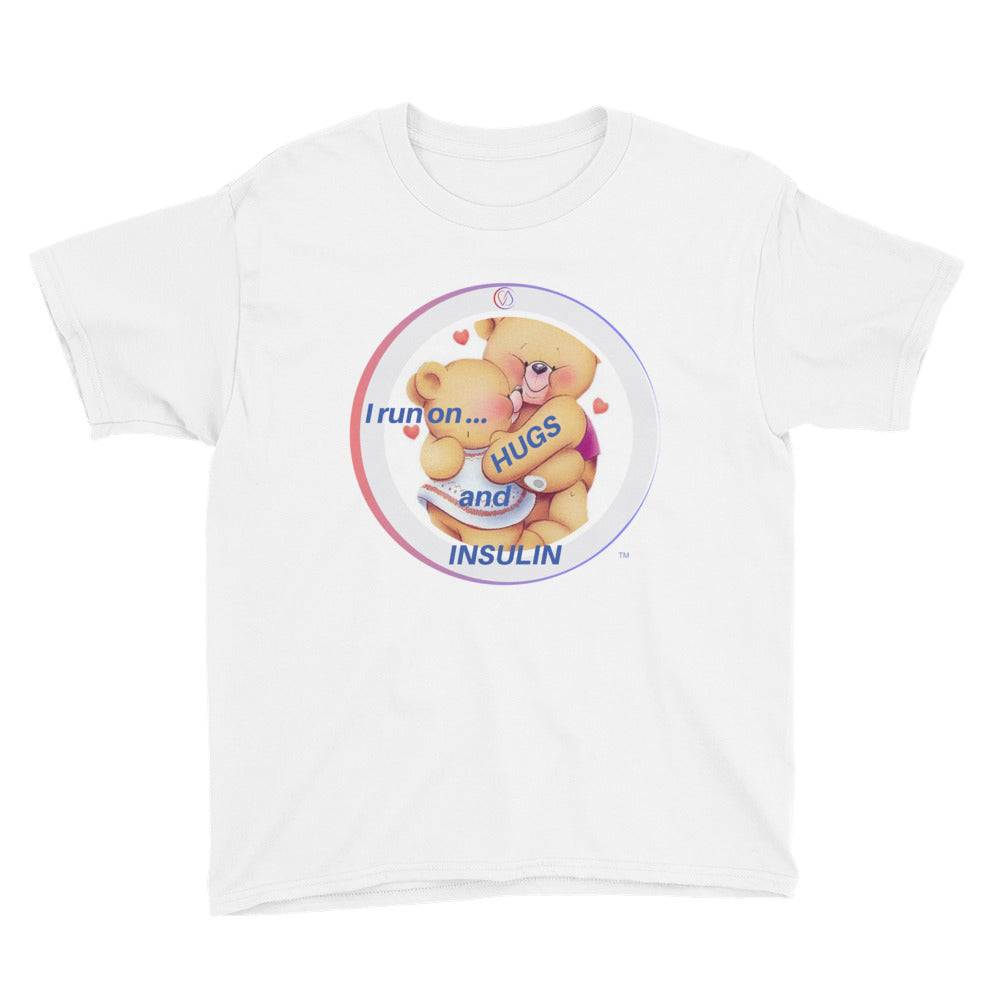 I run on Hugs and insulin S/S S/M/L/XL (6yrs-18yrs ) T-Shirt - ThisDiabetic.com