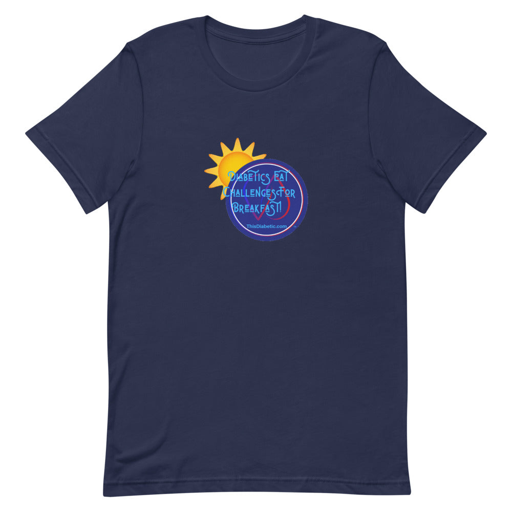 Diabetics Eat Challenges for Breakfast Adult Short-Sleeve Unisex T-Shirt - ThisDiabetic.com