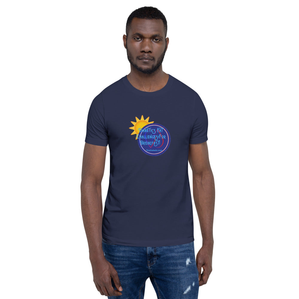 Diabetics Eat Challenges for Breakfast Adult Short-Sleeve Unisex T-Shirt - ThisDiabetic.com