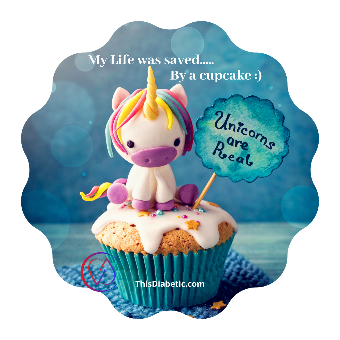 My life was saved by a cupcake! Youth S/M/L/XL (6-18 yrs) Short Sleeve T-Shirt - ThisDiabetic.com